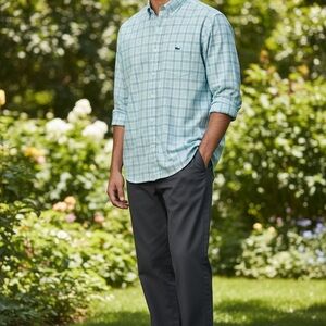 Vineyard Vines Light Blue Plaid Casual Button Down Shirt